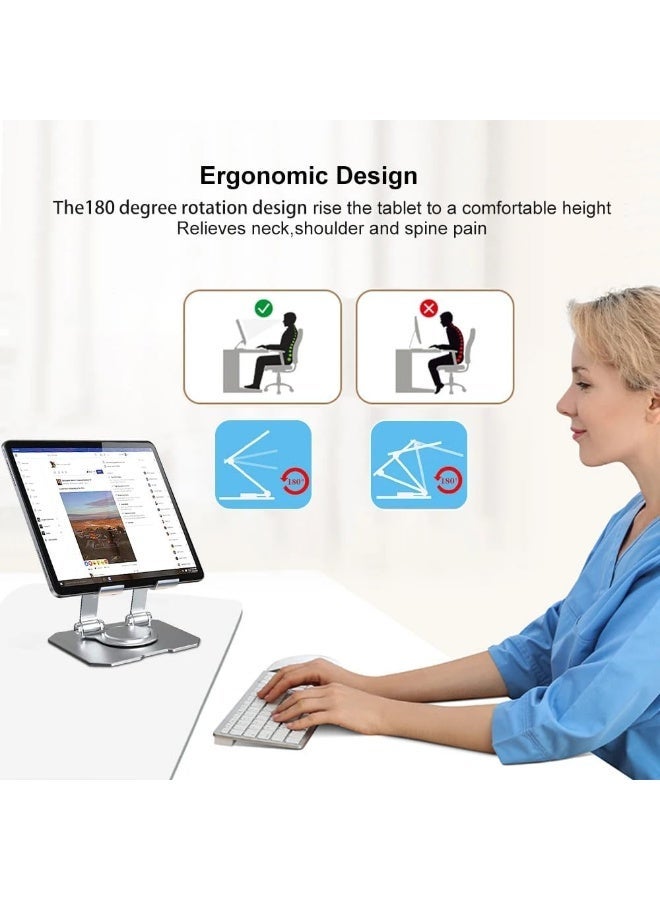 Aluminium Tablet Stand Holder with 360° Rotating Base, Multi Angle Adjustments Compatible for iPad Pro | 11 | 10.9 | 10.2 | Air | Mini, Samsung Galaxy Tab, Lenovo Pad and All Tablets - Image 3